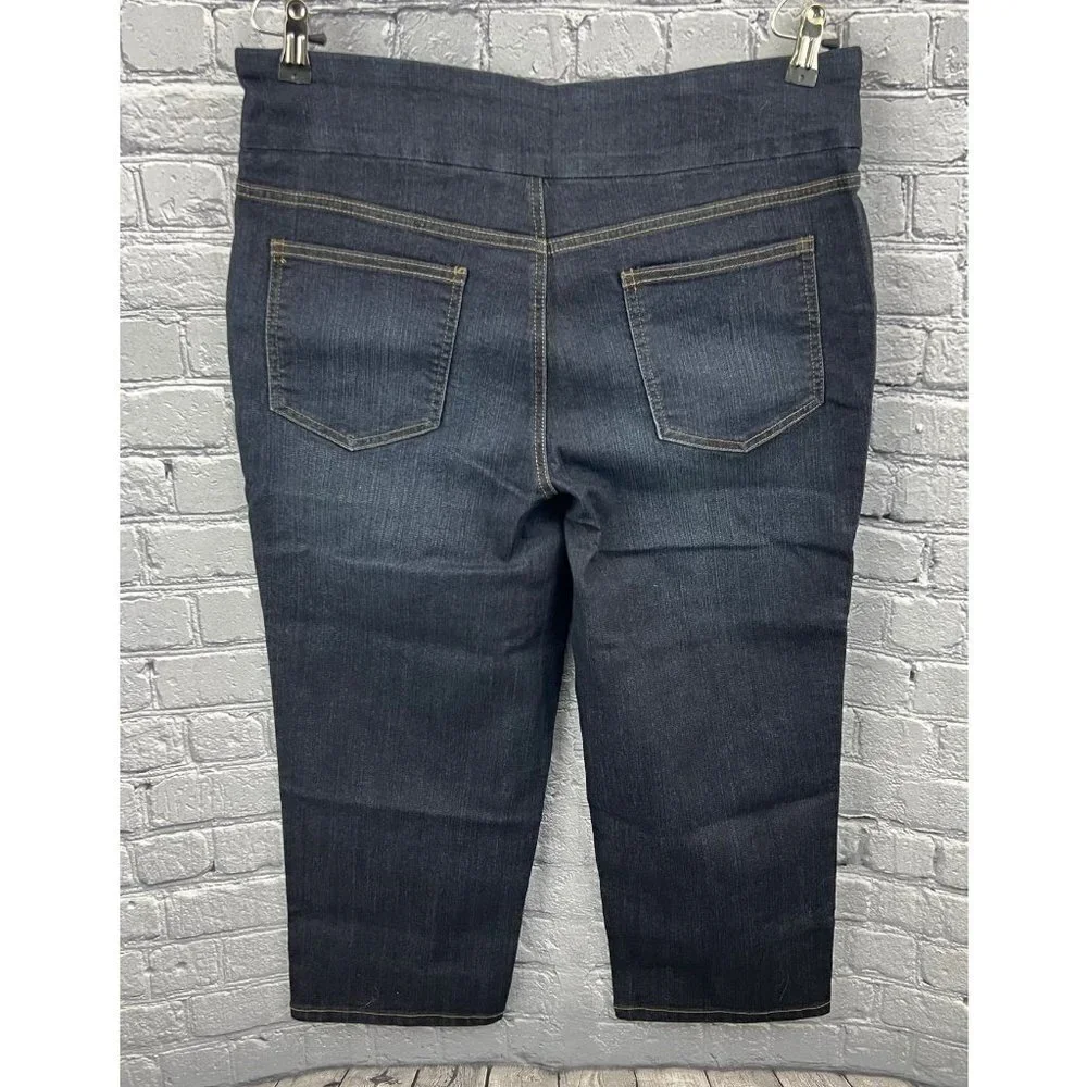 Denim & Co. Slim Leg‎ Cropped Jeans Dark Indigo Size 16 A292507